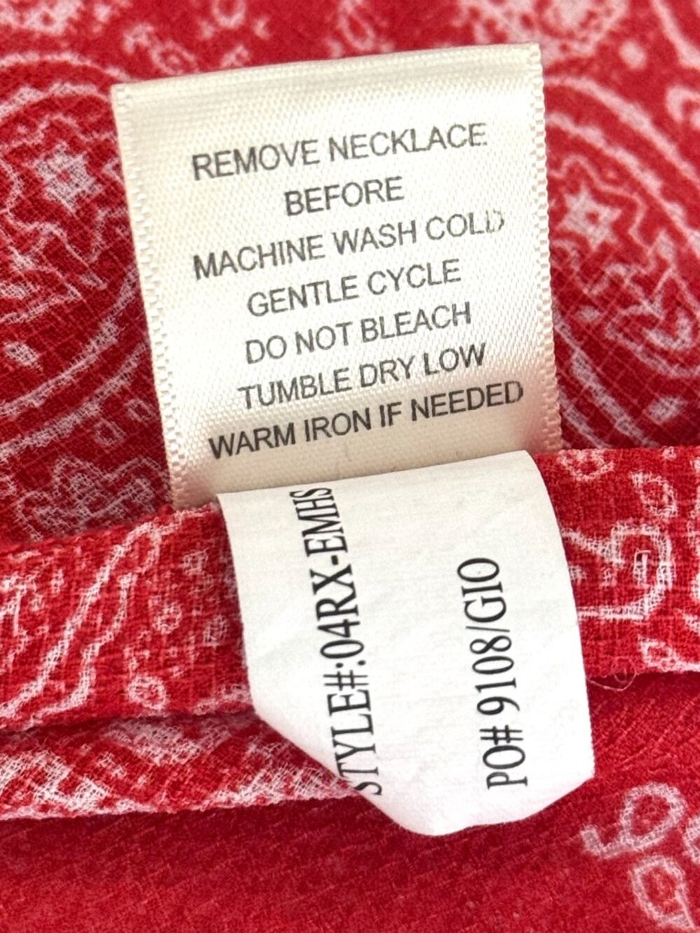 Self Esteem Red Bandana Flowy Blouse 3X Smocked Neckline July 4 Americana - Picture 6 of 9